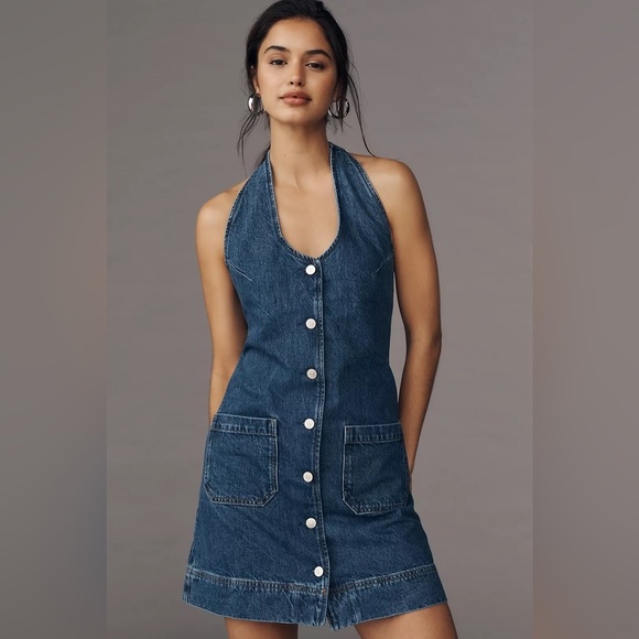 Reformation Dresses & Skirts - NWT Reformation Brittany Halter Denim Mini Dress